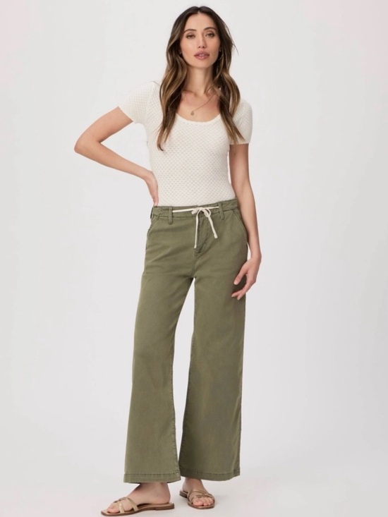 PAIGE Denim - Paige Carly jeans vintage green wide leg mid rise tie waist